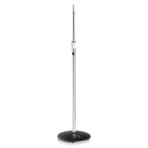 HEAVY DUTY MIC STAND / BLACK ROUND 12" BASE / CHROME TUBE EXTENDS FROM 37-66" WITH AIR SUSPENSION
