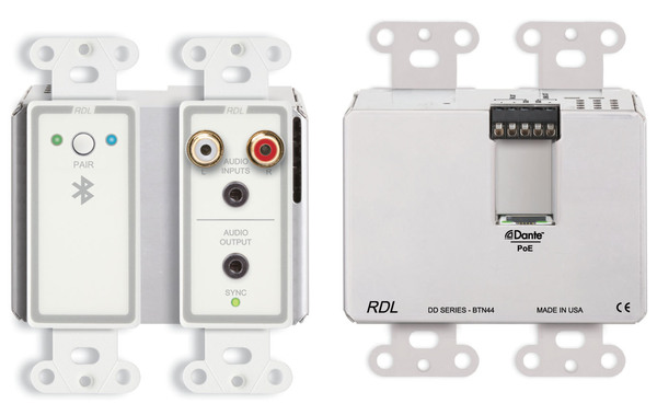 WALL-MOUNTED BI-DIRECTIONAL LINE-LEVEL AND BLUETOOTH AUDIO DANTE INTERFACE