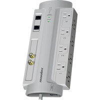 SURGE PROTECTOR 8 AV, ELIMINATES VOLTAGE IRREGULARITIES AND PROTECTS YOUR AV SYSTEM.