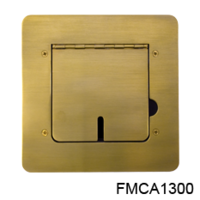 FLOOR BOX, SOLID BRASS, FLAT TRIM, CABLE SLOTS