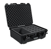 BLACK WATERPROOF INJECTION MOLDED CASE WITH FOAM INSERT TO ACCOMMODATE 16 HANDHELD MICS AND