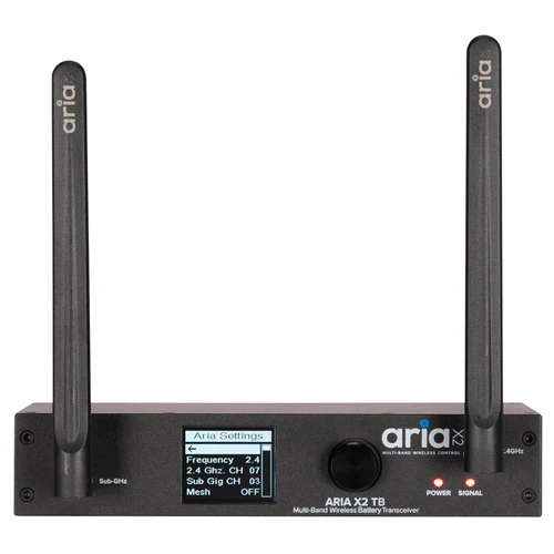 AC & BATTERY POWERED ARIA X2 WIRELESS DMX TRANSCEIVER