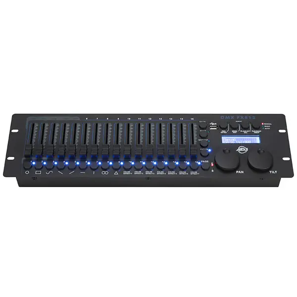DMX FX512;19" RACKMOUNT 512-CH DMX CONTROLLER FOR MOVING HEADS & LED PARS, 16 EFFECTS GENERATORS