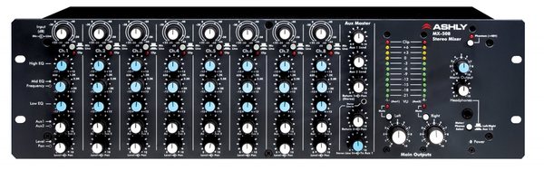 MIXER 8 INPUT STEREO WITH EQUALIZER & SENDS, 3 RACK UNITS