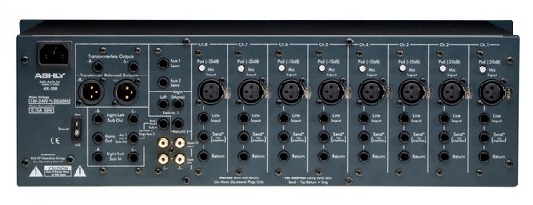 MIXER 8 INPUT STEREO WITH EQUALIZER & SENDS, 3 RACK UNITS