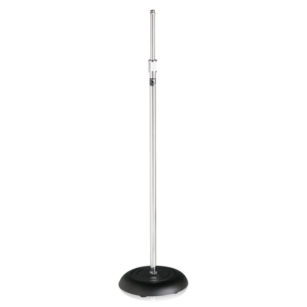 LOW-PROFILE MIC STAND CHROME (SILVER) TUBE WITH BLACK ROUND BASE