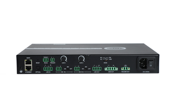 COMPACT DIGITAL MIXING AMPLIFIER, TWO CHANNELS OF 75 WATTS PER CHANNEL INTO 4O OR 8O