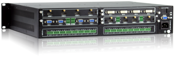 MODULAR MATRIX SWITCHER CAGE 8X8 AT 2U HIGH WITH AUDIO BREAK-AWAY SWITCHING, RS232