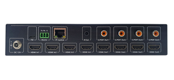 FULL 4K 4:4:4 HDR 60HZ 4X4 HDMI TRUE 4K MATRIX SWITCHER, WITH HDMI 2.0 AND HDCP 2.2.