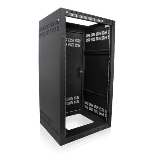 WELDED RACK FLOOR CABINET, 18.5" DEEP, 24RU, REAR DOOR INCLUDED *FRONT DOOR SOLD SEPARATELY*