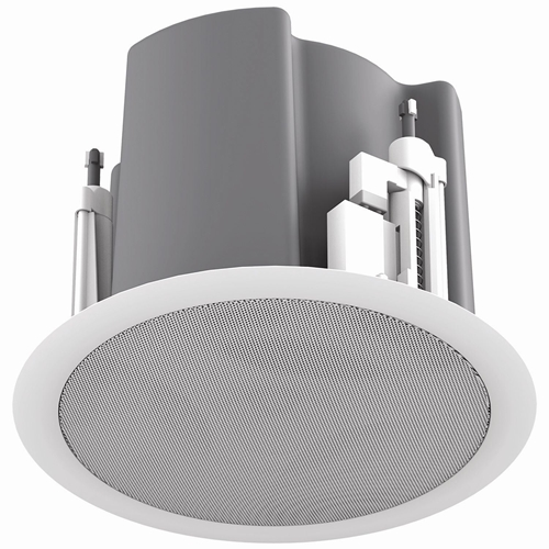 FAP43T-W WITH WHITE ROUND EDGELESS GRILLE (4.5" COAXIAL IN-CEILING SPEAKER WITH 32W 70V/100V TRANSF)