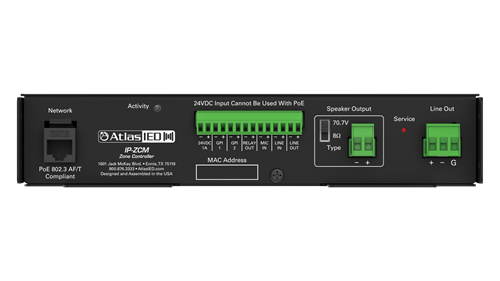 SINGLE POE+ IP ADDRESSABLE IP-TO-ANALOG GATEWAY WITH INTEGRATED AMPLIFIER AND RACK MOUNT KIT / 1RU