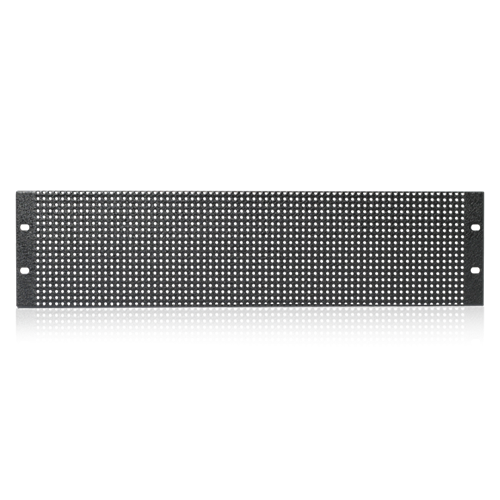 19" 2RU FLUSH VENT RACK PANEL BLACK