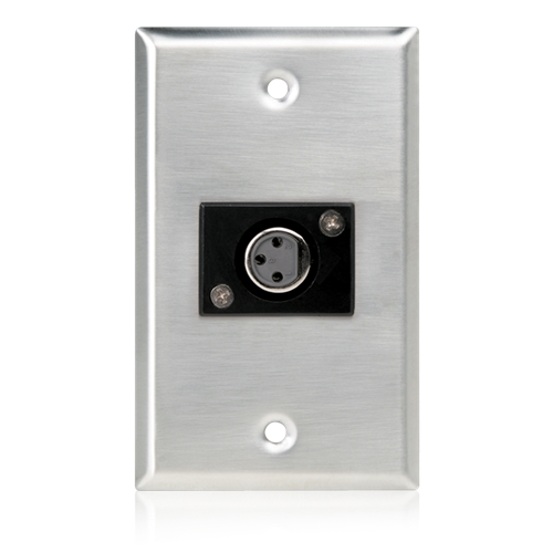 SINGLE GANG STAINLESS STEEL WALL PLATE WITH (1) FEMALE 3 PIN XLR