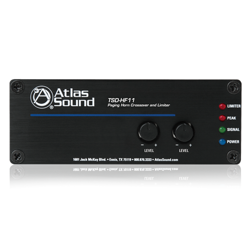 PAGING HORN CROSSOVER & LIMITER / SELECTABLE HI-PASS & LO-PASS FILTER / INPUT & OUTPUT TRIM CONTROLS