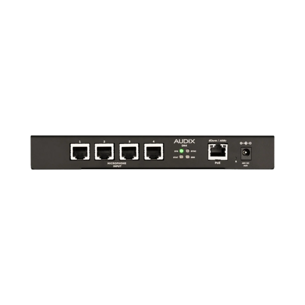 4-CHANNEL ANALOG MIC TO DANTE/AES67 NETWORK INTERFACE WITH POE