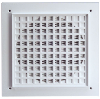 SQUARE GRILL, HEAVY DUTY, WHITE, CAST ALUMINUM WITH FINELY PERFORATED MESH INSERT