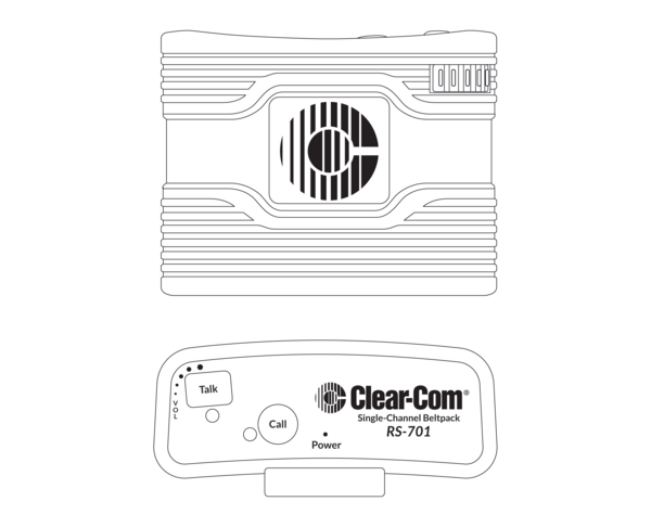 SINGLE-CHANNEL STANDARD BELTPACK, FOUR-PIN MALE HEADSET CONNECTOR