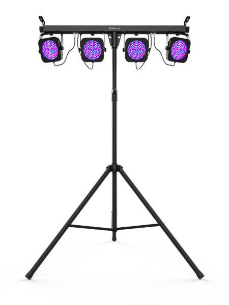 4BAR ILS:COMPLETE WASH LIGHTING SOLUTION W/4 ADJUSTABLE HEADS, STAND & BAG,ILS & D-FI USB COMPATIBLE