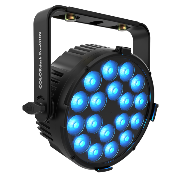 18 LEDS (HEX-COLOR RGBWAUV) PAR/WASH WITH OVER 5,700 LUMENS OF FLICKER-FREE OUTPUT / BLACK HOUSING