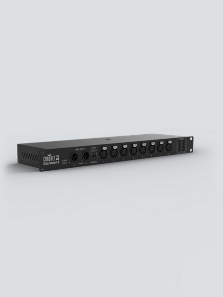 FLEXIBLE DMX SPLITTER  PROVIDES UP TO 8 OUTPUTS FROM DUAL INPUTS, 1RU