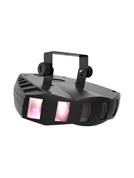 LED DERBY EFFECT LIGHT SPREADS MULTICOLORED, CHASING BEAMS THROUGHOUT THE ROOM