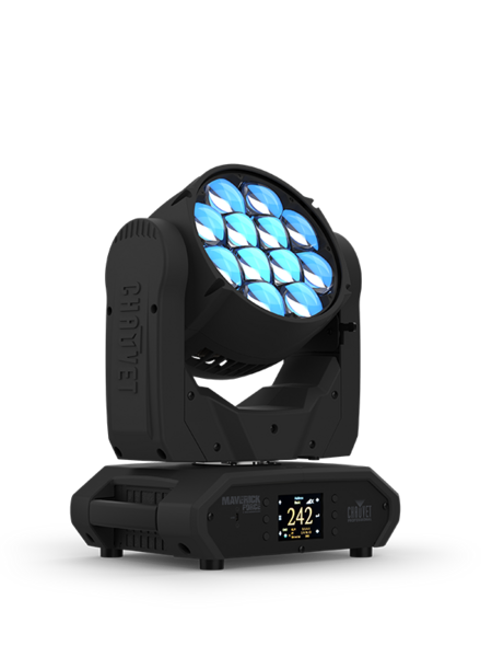 Fully featured RGBW LED yoke wash fixture,16-bit dimming,Built in virtual gobo wheel