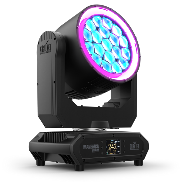 FULL FEATURED COMPACT IP65 BEAMWASH WITH (19) 50W RGBW LEDS, ZOOM DOWN TO 3.6 DEGREES,