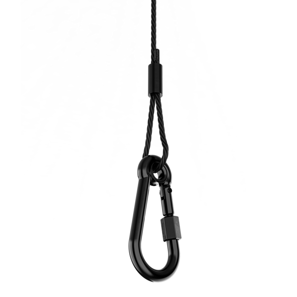35" SAFETY CABLE, STEEL BLACK AIRCRAFT CABLE, SAFE WORKING LOAD IS 75 KG OR 165 POUNDS
