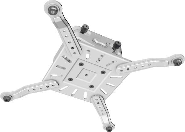 UNIVERSAL PROJECTOR MOUNT WITH PRECISE MICRO-ADJUSTMENT FOR ROLL, PITCH & YAW / 70LB CAPACITY/ WHITE