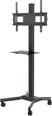 MOBILE CART WITH TEMPERED GLASS SHELF, HEIGHT AND TILT ADJUSTMENT FOR 37" TO 70" PLASMA, LCD OR LED