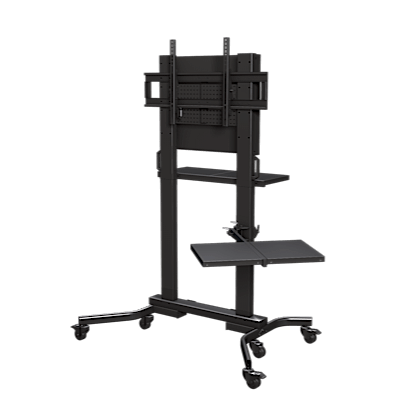 HEAVY DUTY MOBILE CART WITH SINGLE SIDE SHELF, FRONT/BACK SHELF, BACK PANEL AND COVER FOR DISPLAYS F