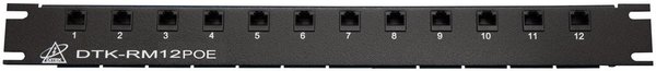 RACK MOUNT POWER OVER ETHERNET SURGE PROTECTION - 12 PORT, 1U, RJ45 CONNECTION IN/OUT, PINS 1-8,