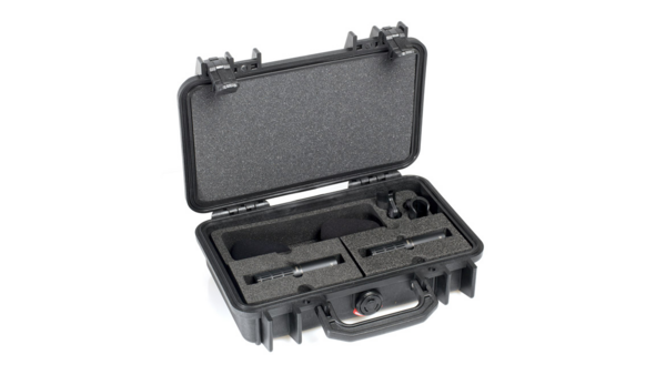 2011C STEREO PAIR WITH CLIPS AND WINDSCREENS IN PELI CASE