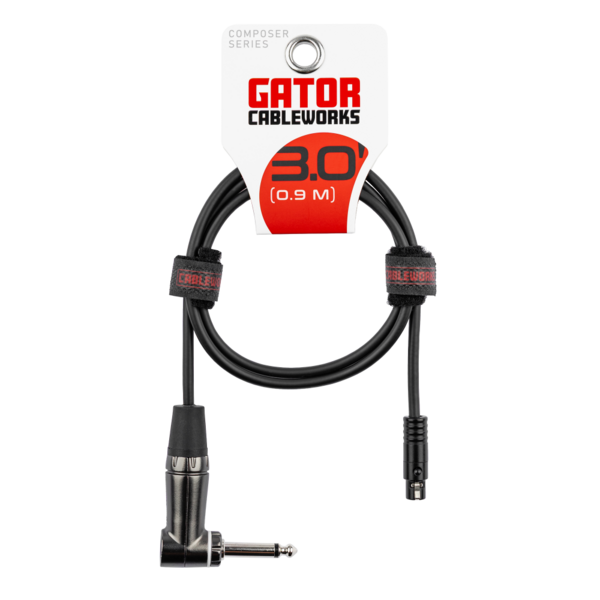 A 3-Foot Right Angle 1/4" to TA4F Instrument Cable for Wireless Bodypack Transmitter