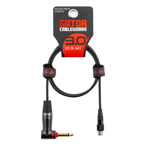 3-FOOT RIGHT ANGLE 1/4" WITH QUIET SWITCH TO TA4F INSTRUMENT CABLE FOR WIRELESS BODYPACK TRANSMITTER