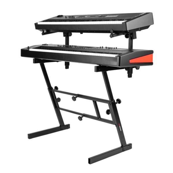 Adjustable Z-Style Keyboard Stand with 2nd Tier, Width and Height Adjustability