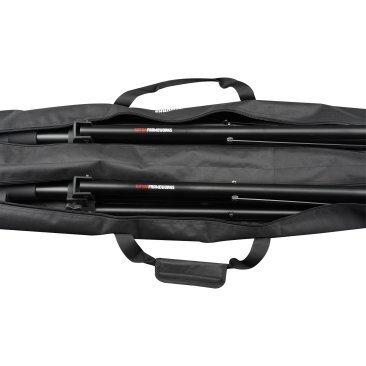 A PAIR OF FRAMEWORKS GFW-SPK-2000 LIGHTWEIGHT ALUMINUM SPEAKER STANDS WITH CARRY BAG