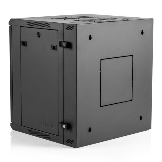 9RU HINGED SECTIONAL WALL MOUNTED RACK, 21" DEEP CENTER, 22.5" DEEP OVERALL, WITH STEEL FRONT DOOR