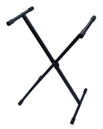 ROK-IT TUBULAR “X” STYLE KEYBOARD STAND. COMPACT DESIGN WITH 4 POSITION HEIGHT ADJUSTMENT.