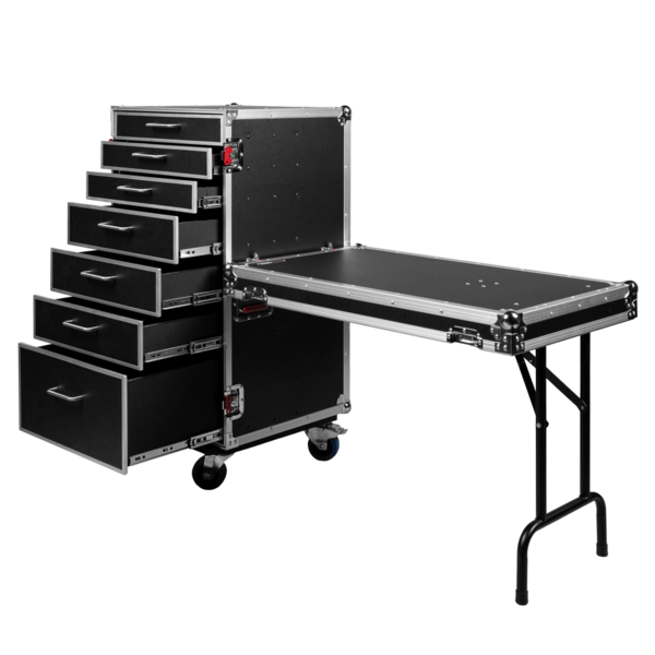 GTOUR ATA STYLE GTOUR-WORKST7 HEAVY DUTY CASE WITH 7 DRAWERS AND FOLD-OUT TABLE