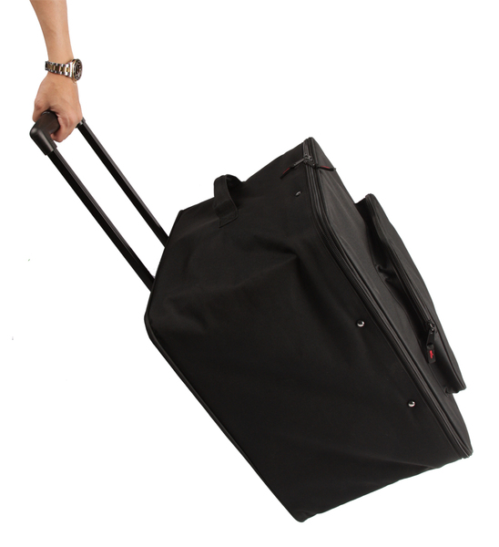 PAR CAN LIGHT CASE W/ TOW HANDLE, WHEELS, & REMOVABLE HOOK & LOOP DIVIDERS; HOLDS 4 PAR 64 LED'S