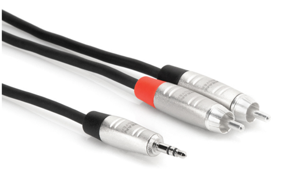 PRO STEREO BREAKOUT, REAN 3.5 MM TRS TO DUAL RCA, 6 FT