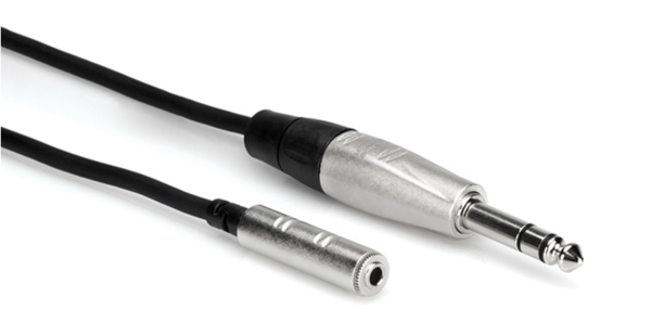 PRO HEADPHONE ADAPTOR CABLE, REAN 3.5 MM TRS TO 1/4 IN TRS, 25 FT