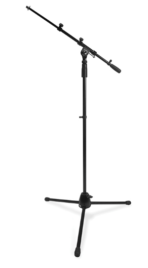 MICROPHONE STAND TRIPOD BASE BLACK  INCLUDES TELESCOPING BOOM, HEIGHT 43" - 72" , BOOM 20" - 36"