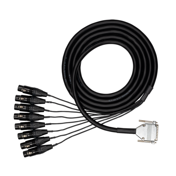 EDGE 8-CHANNEL ANALOG SNAKE DB25 TO XLR3F, 3M