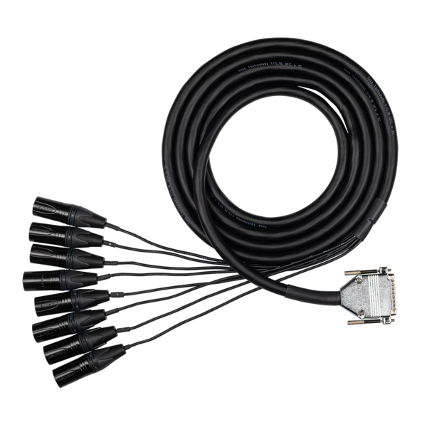 EDGE 8-CHANNEL ANALOG SNAKE DB25 TO XLR3M, 1M