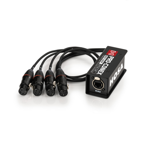 HOSA PRO-CONEX LITTLE CAT BREAKOUT SNAKE, RJ45 TO 4 X XLR F