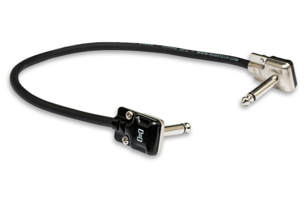 PRO GUITAR PATCH CABLE, REAN LOW-PROFILE RIGHT-ANGLE TO SAME, 18 IN