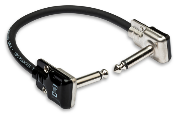 PRO GUITAR PATCH CABLE, REAN LOW-PROFILE RIGHT-ANGLE TO SAME, 12 IN